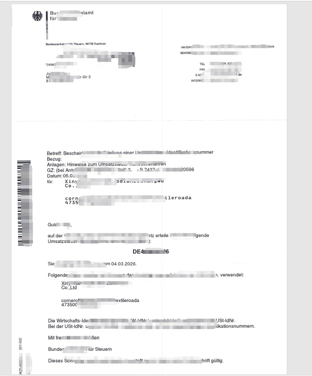 德国税务资料 · 已脱敏项目记录
